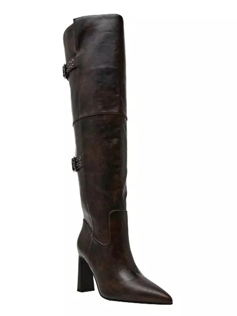 🔥Wild Pair Over-the-Knee Pointed Toe Buckle Boots in Dark Brown🔥BRAND NEW N BOX